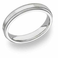 14K White Gold 4mm Wedding Band Ring