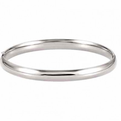 14K White Gold 6.5mm Hinged Bangle Bracelet -  - STLBR-BRC185-W