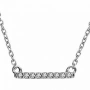 14K White Gold and Diamond Petite Bar Necklace