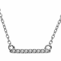 14K White Gold and Diamond Petite Bar Necklace