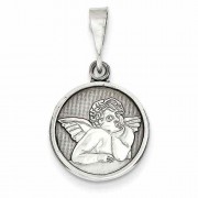 14K White Gold Angel Disc Pendant