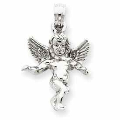 14K White Gold Angel Pendant -  - QGPD-D3297