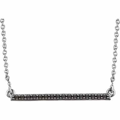 14K White Gold Black Diamond Bar Necklace -  - STLPD-651738BLK
