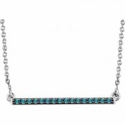 14K White Gold Blue Diamond Bar Necklace