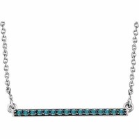 14K White Gold Blue Diamond Bar Necklace