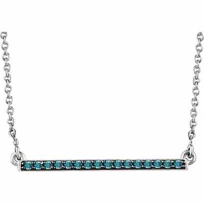 14K White Gold Blue Diamond Bar Necklace -  - STLPD-651738BLD
