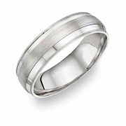 Platinum Wedding Band Ring with Brushed Center Design