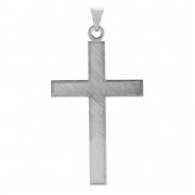 14K White Gold Brushed Cross Pendant