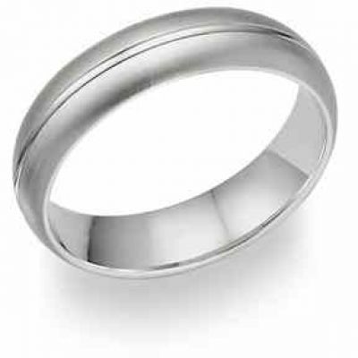 14K White Gold Brushed Wedding Band Ring -  - DWB155