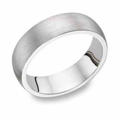 18K White Gold Brushed Wedding Band Ring -  - WB-482-18K