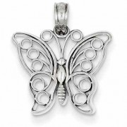 14K White Gold Butterfly Pendant