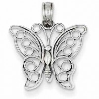 14K White Gold Butterfly Pendant