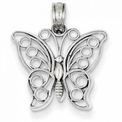 14K White Gold Butterfly Pendant -  - QG-K3244