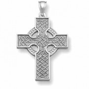14K White Gold Celtic Cross Pendant
