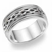 18K White Gold Celtic Weave Wedding Band Ring