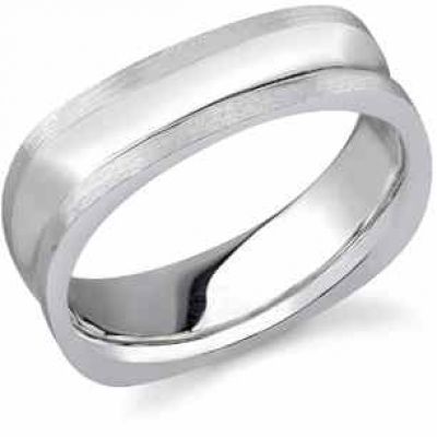 14K White Gold Concave Square Wedding Band -  - WEDSR-4