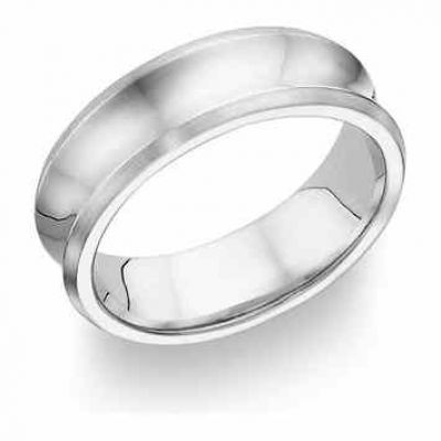 14K White Gold Concave Wedding Band -  - UDB-9