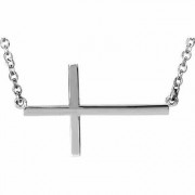14K White Gold Cross Bar Necklace
