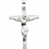 14K White Gold Crucifix Pendant