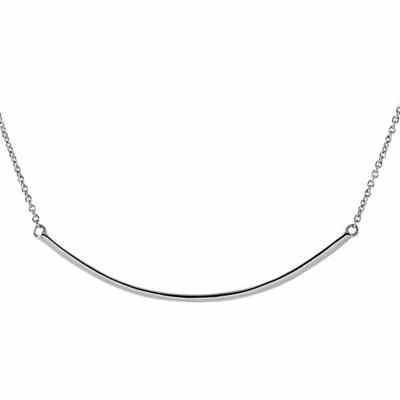 14K White Gold Curved Bar Necklace -  - STLPD-86049W