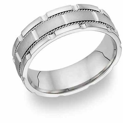 14K White Gold Design Wedding Band Ring -  - WBAND-4