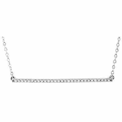 14K White Gold Diamond Bar Necklace -  - STLPD-651084W