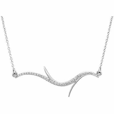 14K White Gold Diamond Branch Necklace -  - STLPD-86292W