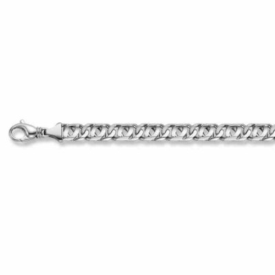14K White Gold Double Curb Design Bracelet -  - DJ-101-W