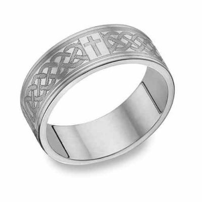 Engraved Celtic Cross Wedding Band in Sterling Silver -  - Celtic-2SS
