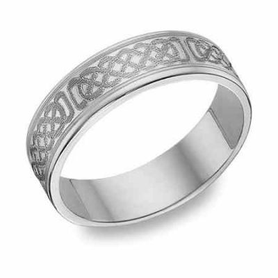 Engraved Celtic Silver Wedding Band Ring -  - CELTIC-4SS