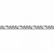 14K White Gold Figaro Bracelet - 10mm