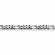 14K White Gold Figaro Bracelet - 12mm