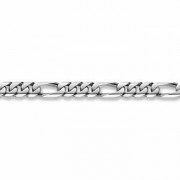 14K White Gold Figaro Bracelet - 13mm