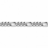 14K White Gold Figaro Bracelet - 13mm