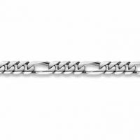 14K White Gold Figaro Bracelet - 15mm