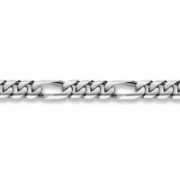 14K White Gold Figaro Bracelet - 16mm