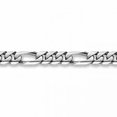 14K White Gold Figaro Bracelet - 18mm -  - FIG-550-W