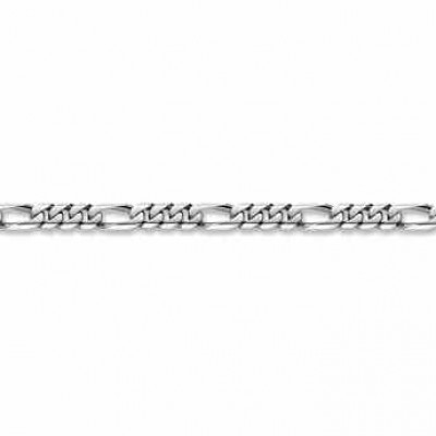 14K White Gold Figaro Bracelet - 9mm -  - FIG-250-W