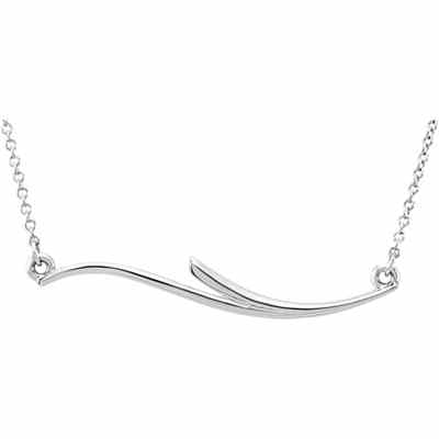 14K White Gold Freeform Bar Necklace -  - STLPD-86299W