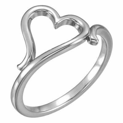 14K White Gold Freeform Heart Ring -  - STLRG-51573W