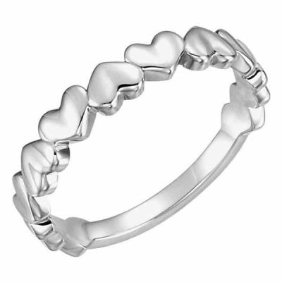 Sterling Silver Heart Band -  - STLRG-51575SS
