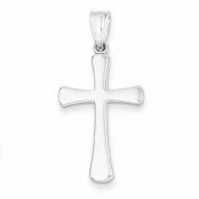 14K White Gold Hollow Roman Cross Pendant