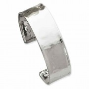 14K White Gold Lightly-Hammered Cuff Bracelet (3/4")