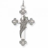 14K White Gold Lily of The Valley Cross