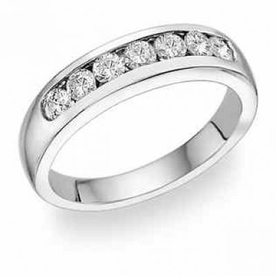 14K White Gold Men s 7 Stone Diamond Ring (0.85 Carats) -  - MDR-3