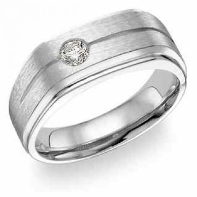 14K White Gold Men s Diamond Ring (0.25 Carats) -  - MDR-1