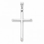 14K White Gold Modern Cross Pendant