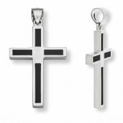 14K White Gold Onyx Cross Pendant