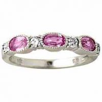 14K White Gold Pink Sapphire and Diamond Ring