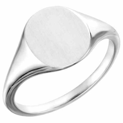 Silver Satin and Polished Engraveable Signet Ring -  - STLRG-51552SS